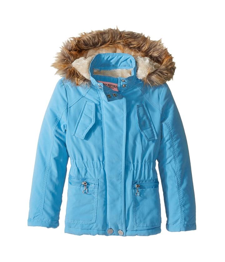 Urban Republic Kids - Peach-finish Microfiber Jacket W/ Detachable Faux Fur Hood