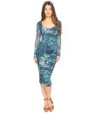 Fuzzi - Lace Mosaic Print Long Sleeve Dress
