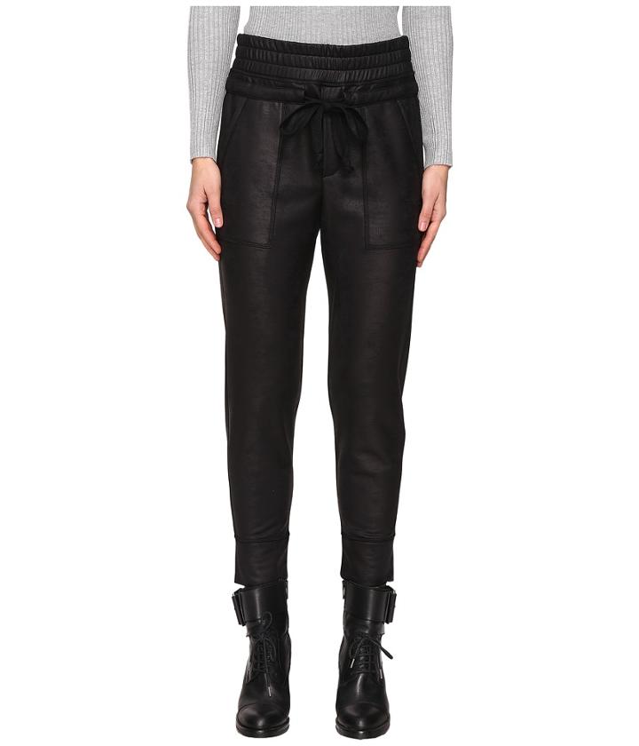 The Kooples - Sport Leather Effect Fleece Banded Sweatpants