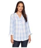 Ivanka Trump - Long Tie Sleeve Gingham Top