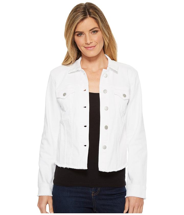 Nydj - Denim Jacket W/ Fray Hem In Optic White