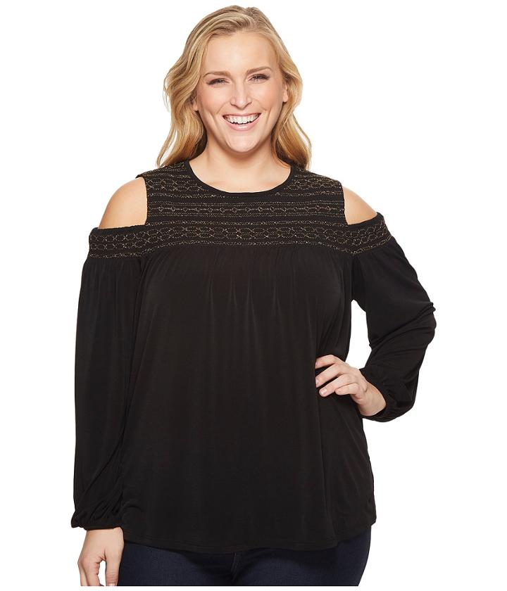 Michael Michael Kors - Plus Size Metallic Smocked Yoke Top