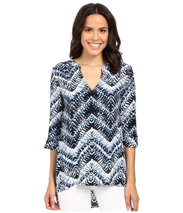 Michael Stars - Azure Print Split-neck Hi Low Tunic