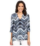Michael Stars - Azure Print Split-neck Hi Low Tunic
