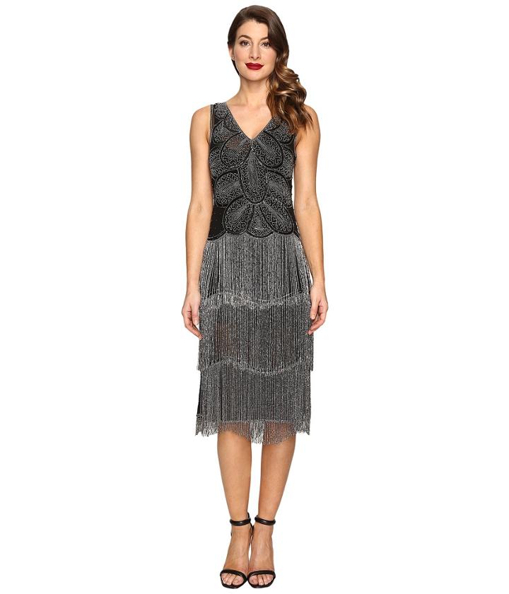 Unique Vintage - Beaded Gigi Chiffon Fringe Flapper Dress