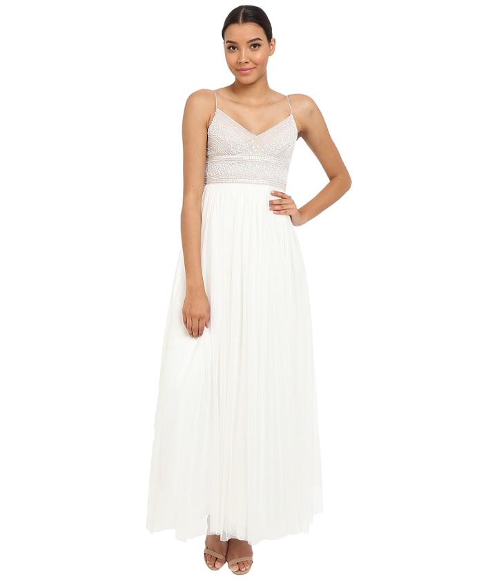 Adrianna Papell - Sleeveless Beaded Bodice Tulle Gown