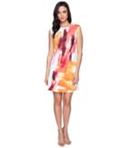 Calvin Klein - Cap Sleeve A-line Dress In Brush Stroke Print Cd6m7l8u