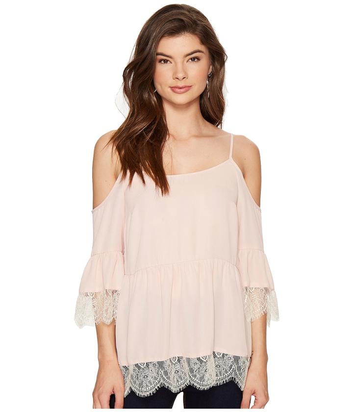 1.state - Cold Shoulder Blouse W/ Lace Trim