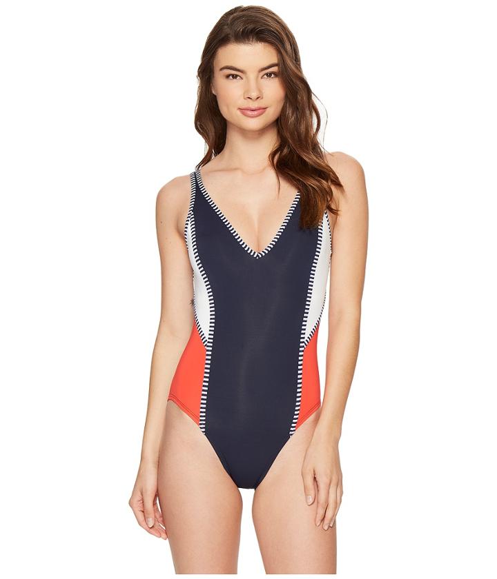 Tommy Hilfiger - Strappy Stripes V-neck One-piece