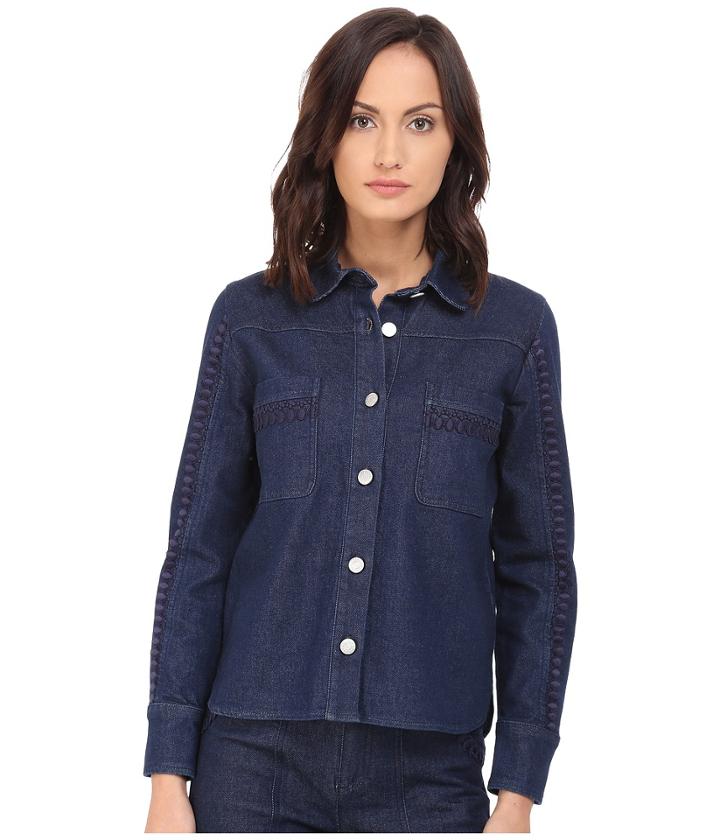 See By Chloe - Embellished Denim Top
