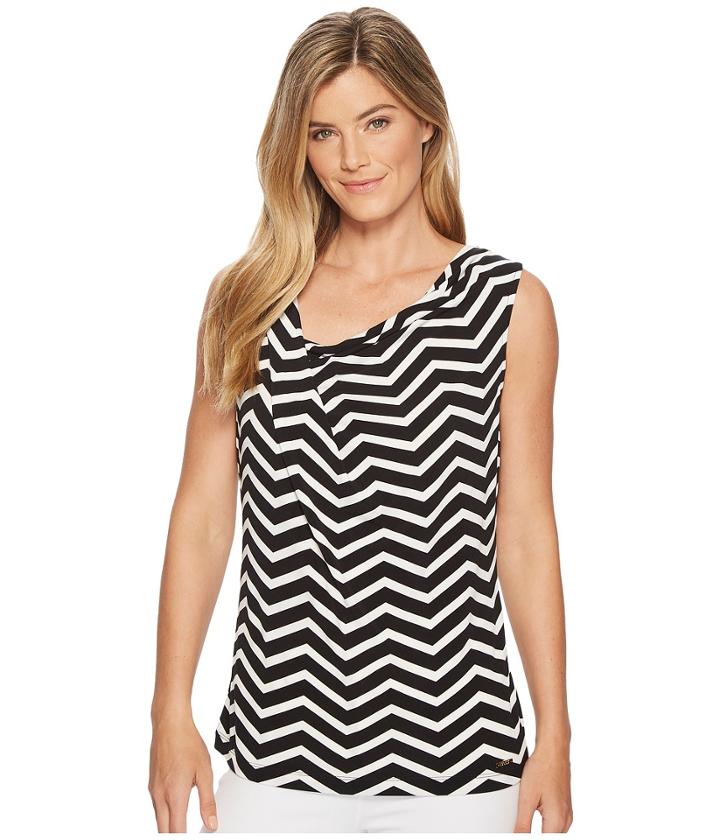 Ivanka Trump - Sleeveless Cowl Neck Printed Blouse