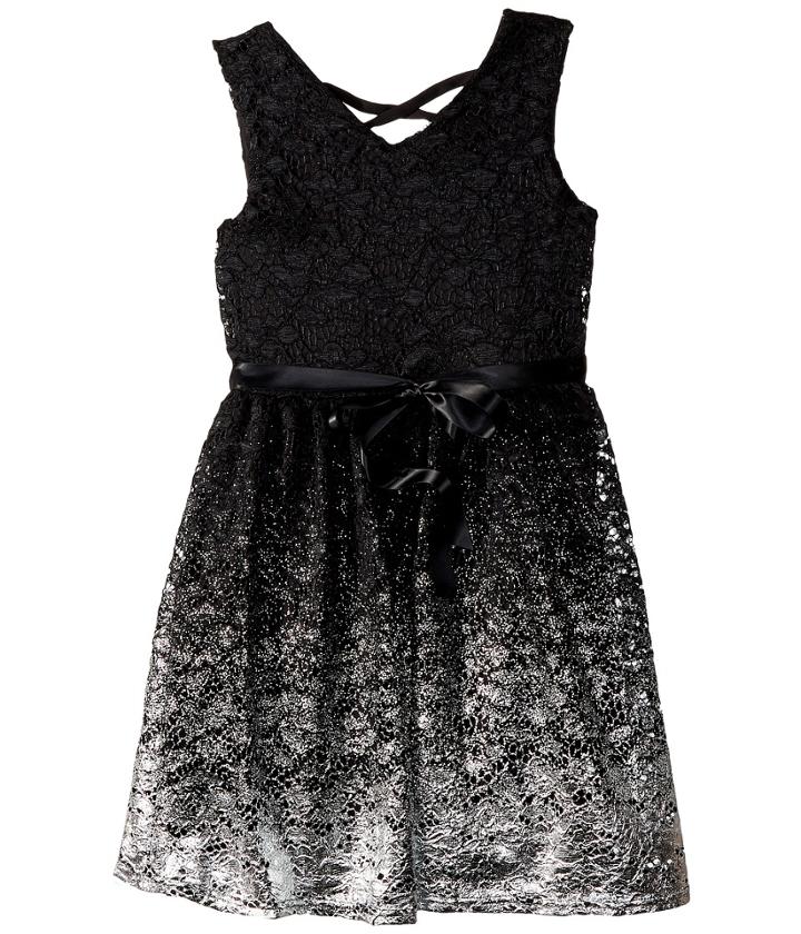 Us Angels - Lace Knit Dress W/ Foil At Bottom