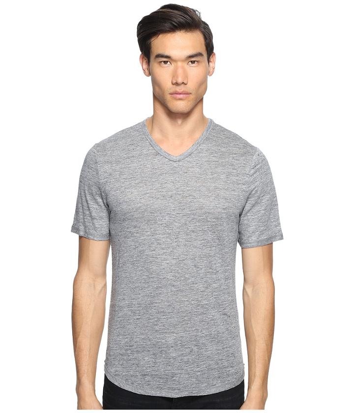Vince - Raw Edge Linen V-neck T-shirt