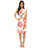 Donna Morgan - Printed Twill Sleeveless Pleat Front Fit And Flare Dress