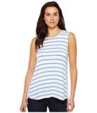 Tribal - Striped Jersey Sleeveless High-low Coming And Going Top