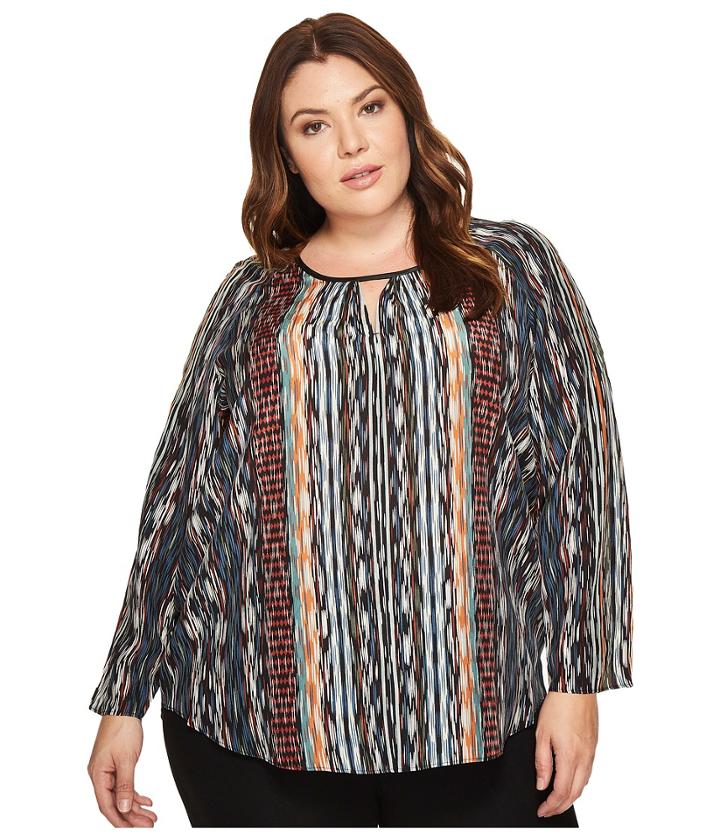 Nic+zoe - Plus Size Color Streaks Keyhole Top
