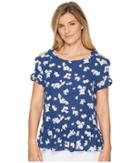 Ivanka Trump - Woven Printed Bow Cold Shoulder Blouse