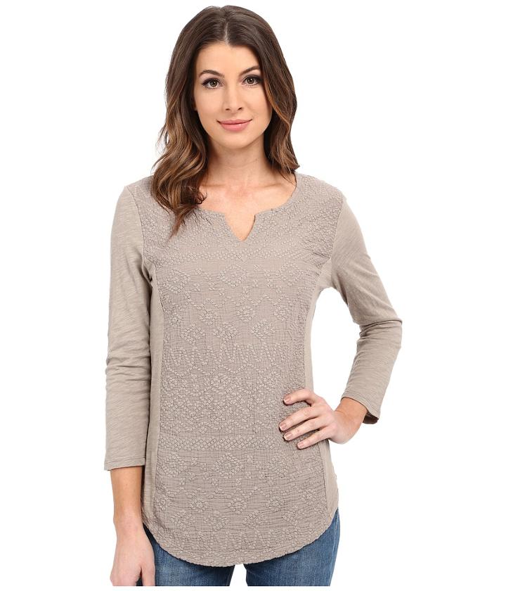 Dylan By True Grit - Soft Gauzy Cotton 3/4 Sleeve W/ Embroidery And Knit