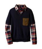 Dsquared2 Kids - 2-in-1 V-neck Pullover W/ Flannel Shirt