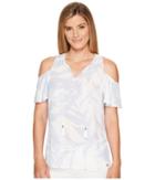 Ivanka Trump - Printed Georgette Cold Shoulder With Tassel Ties