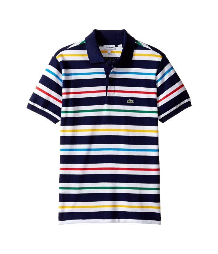 Lacoste Kids - Short Sleeve Multicolor Stripe Polo