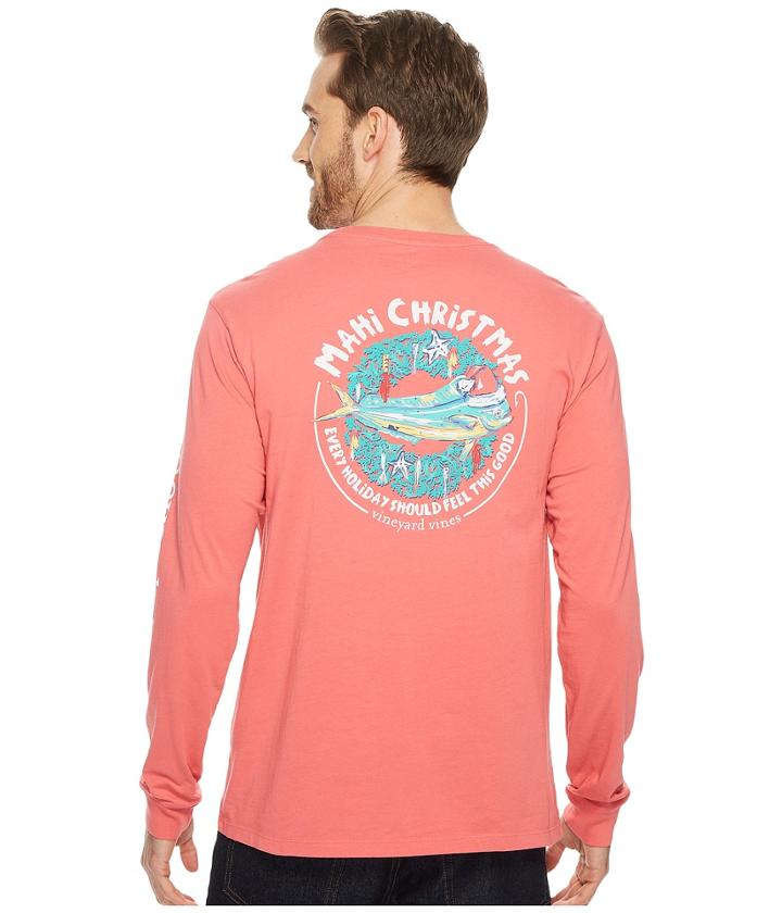 Vineyard Vines - Long Sleeve Mahi Christmas Pocket Tee
