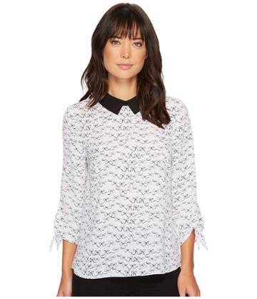 Cece - Tie Sleeve Danity Bows Collared Blouse