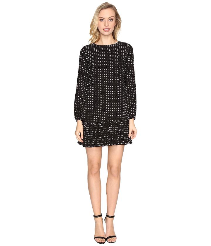 Tahari By Asl - Flounced Hem Dot Print Crepe Dress