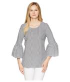 Calvin Klein - Even Stripe W/ Bell Sleeve Blouse