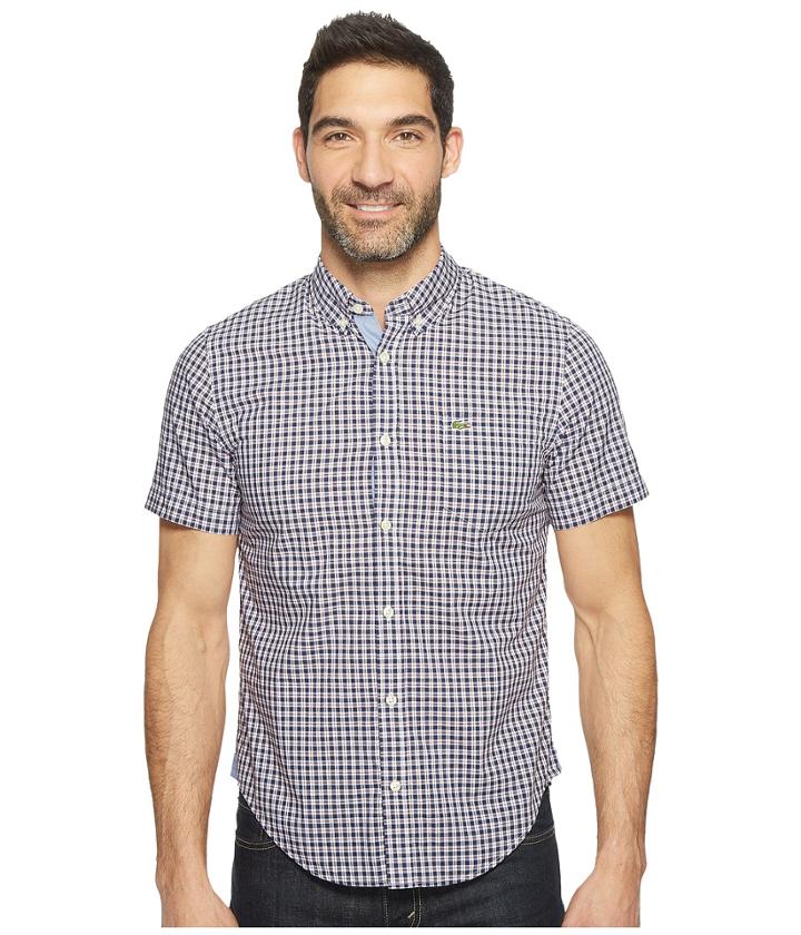 Lacoste - Short Sleeve Bold Poplin Check Slim Fit