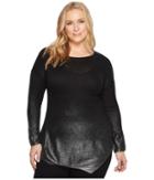 Two By Vince Camuto - Plus Size Long Sleeve Asymmetrical Hem Foil Ombre Dip-dye Sweater