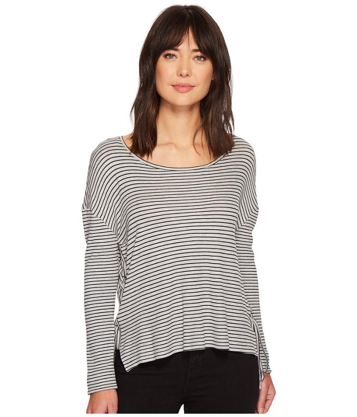 Two By Vince Camuto - Long Sleeve Side Tie Drapey Stripe Knit Top