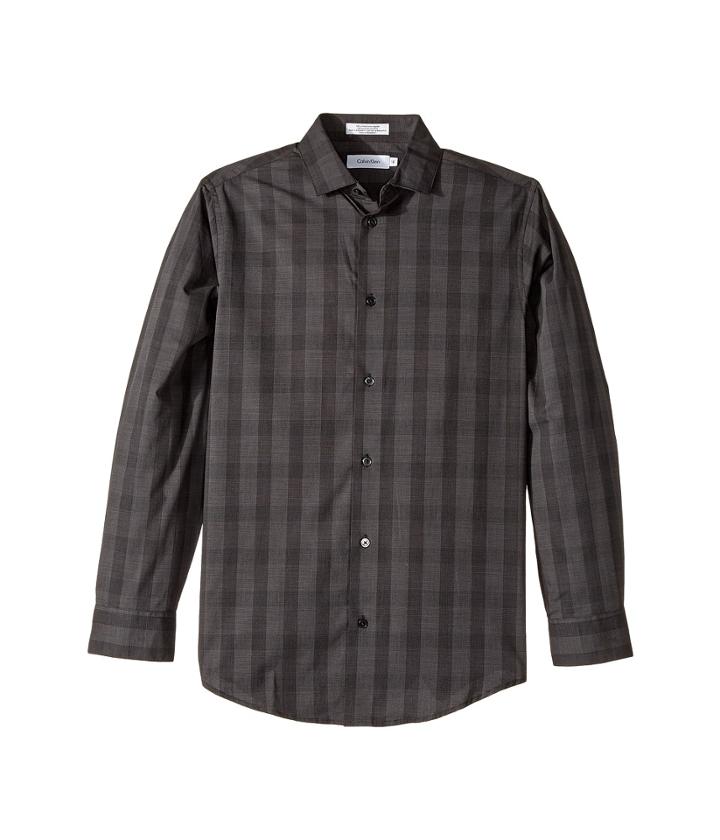 Calvin Klein Kids - End On End Plaid Stretch Long Sleeve Shirt