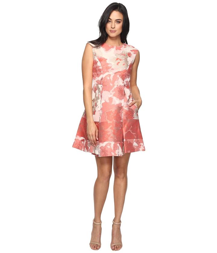 Vince Camuto - Jacquard Extended Cap Fit And Flare Dress