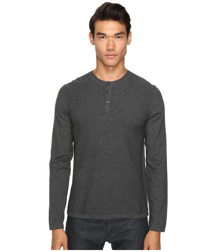 Vince - Jersey Mix-stitch Long Sleeve Henley