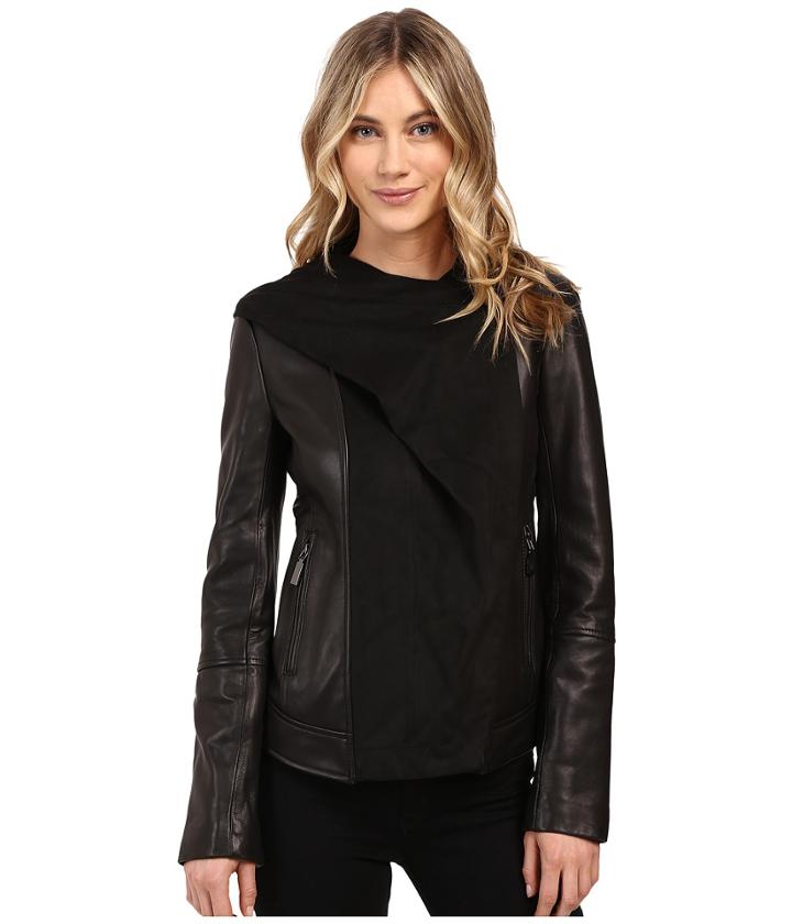 Vince Camuto - Fitted Leather With Faux Suede Cascade Hood L8941