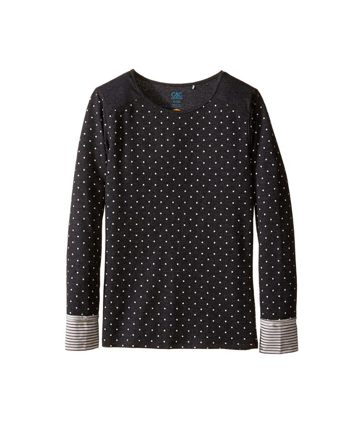 C&amp;c California Kids - Thermal/jersey Top With Polka Dots And Stripes