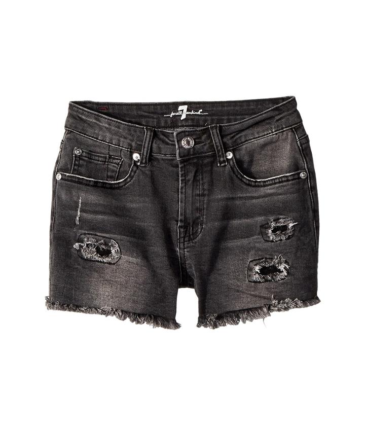 7 For All Mankind Kids - Roll Cuff Shorts In Authentic Black