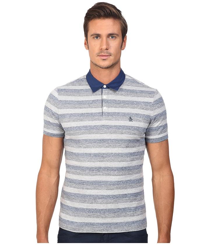 Original Penguin - Stripe Polo W/ Woven Collar