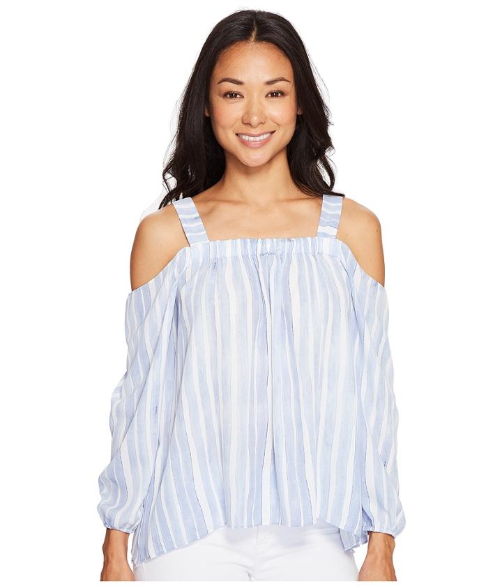 Vince Camuto Specialty Size - Petite Long Sleeve Graceful Phrases Cold-shoulder Drape Blouse