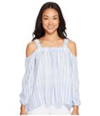 Vince Camuto Specialty Size - Petite Long Sleeve Graceful Phrases Cold-shoulder Drape Blouse