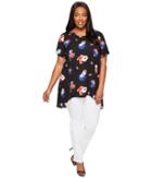 Vince Camuto Specialty Size - Plus Size Short Sleeve Travelling Blooms High-low Hem Blouse