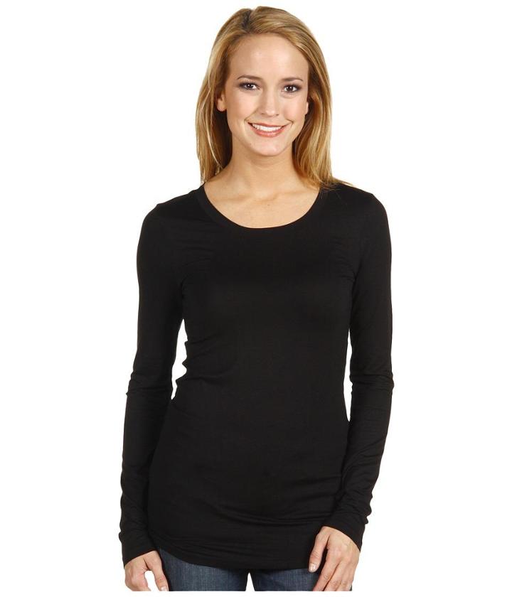 Three Dots Lightweight Viscose L/s Open Crew Neck