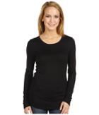 Three Dots Lightweight Viscose L/s Open Crew Neck