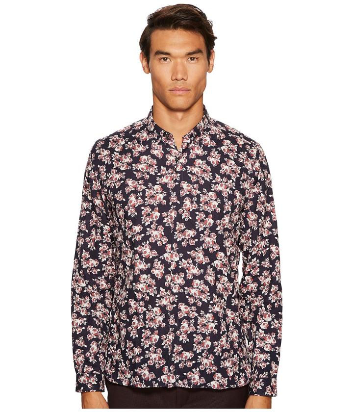 The Kooples - Classic Collar Print Shirt With A Hidden Placket