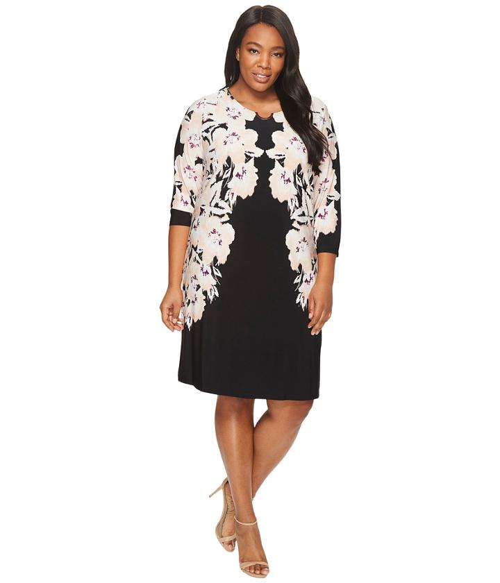 Calvin Klein Plus - Plus Size 3/4 Sleeve Dress W/ Arch Hardware