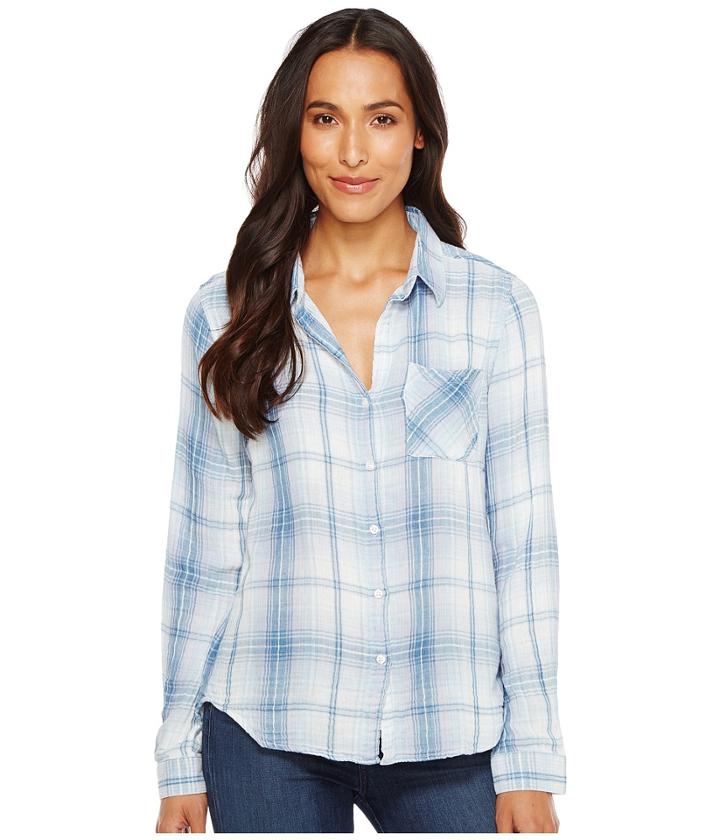 Dylan By True Grit - Baja Blue Plaid Long Sleeve Shirt