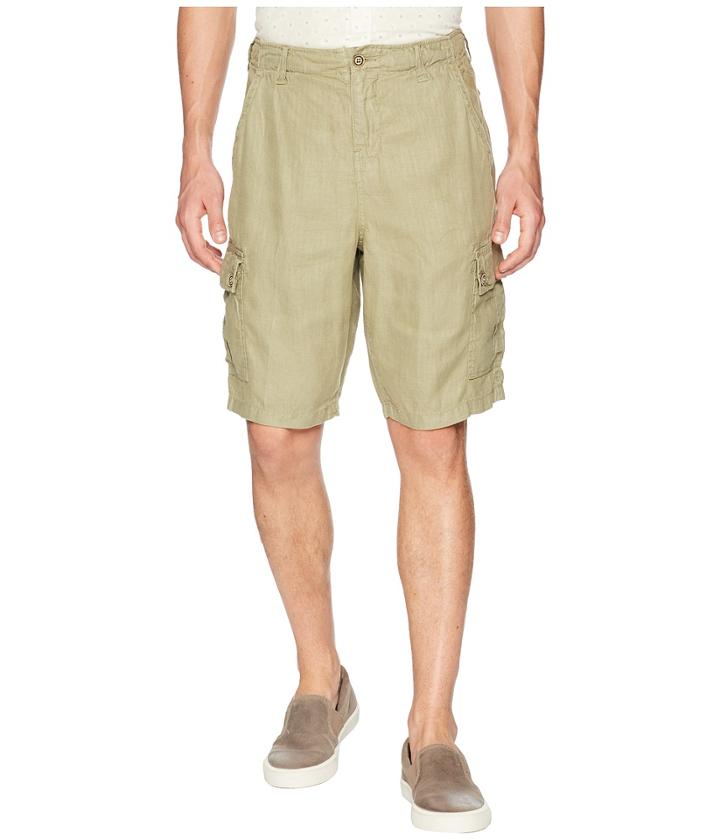 True Grit - Textured Linen Vintage Washed Cargo Shorts With Stitch Details