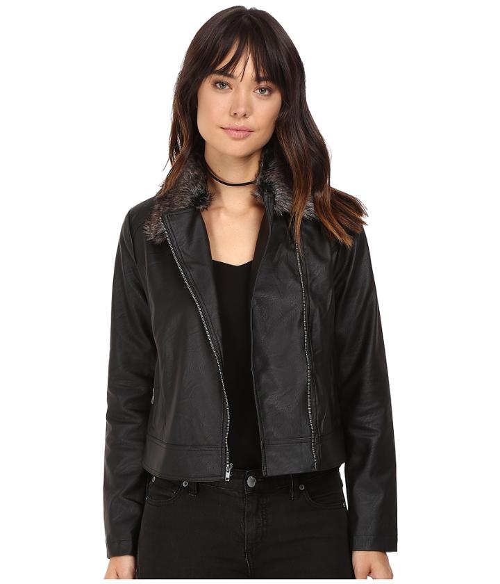 Jack By Bb Dakota - Leonce Textured Faux Leather Jacket W/ Removable Faux Fur Collar