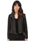 Jack By Bb Dakota - Leonce Textured Faux Leather Jacket W/ Removable Faux Fur Collar